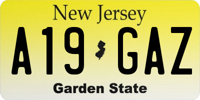 NJ license plate A19GAZ
