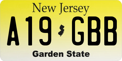 NJ license plate A19GBB