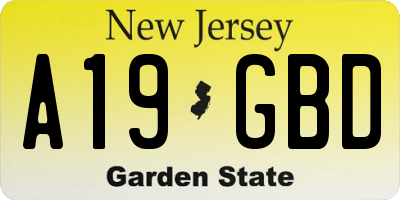 NJ license plate A19GBD