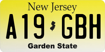 NJ license plate A19GBH
