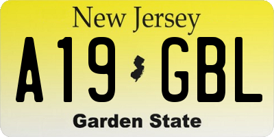 NJ license plate A19GBL