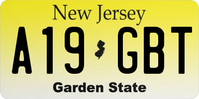 NJ license plate A19GBT