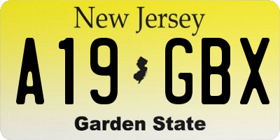 NJ license plate A19GBX