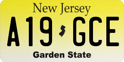 NJ license plate A19GCE