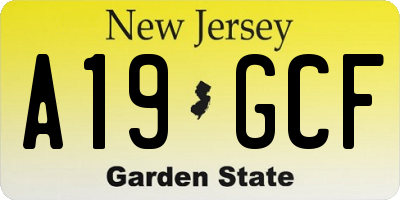 NJ license plate A19GCF