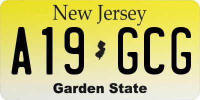 NJ license plate A19GCG