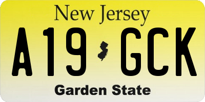 NJ license plate A19GCK