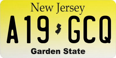 NJ license plate A19GCQ