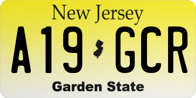 NJ license plate A19GCR