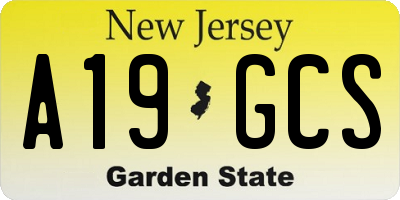 NJ license plate A19GCS