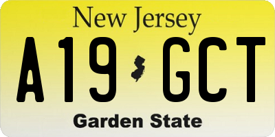 NJ license plate A19GCT