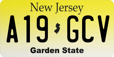 NJ license plate A19GCV