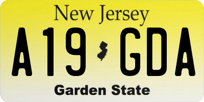 NJ license plate A19GDA