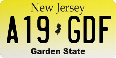 NJ license plate A19GDF