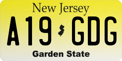 NJ license plate A19GDG