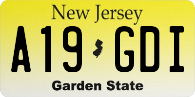 NJ license plate A19GDI