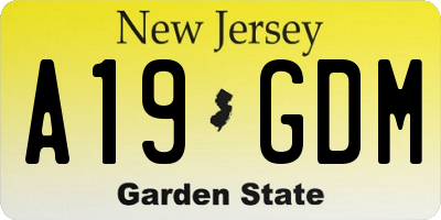 NJ license plate A19GDM