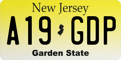 NJ license plate A19GDP