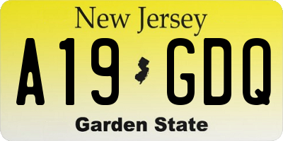 NJ license plate A19GDQ