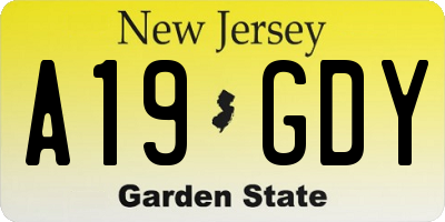 NJ license plate A19GDY