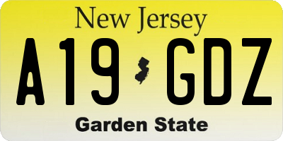 NJ license plate A19GDZ