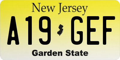 NJ license plate A19GEF