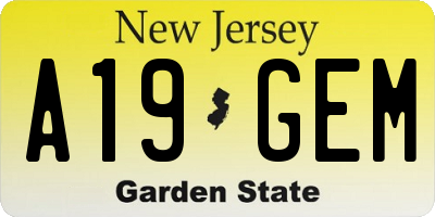 NJ license plate A19GEM