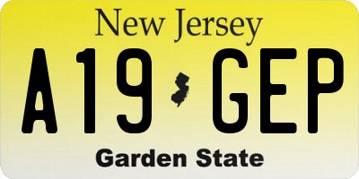 NJ license plate A19GEP