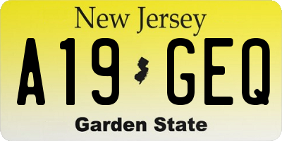 NJ license plate A19GEQ
