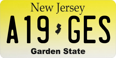 NJ license plate A19GES
