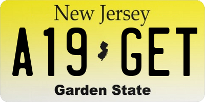 NJ license plate A19GET