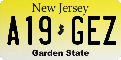 NJ license plate A19GEZ