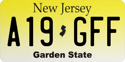 NJ license plate A19GFF