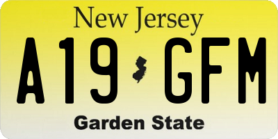 NJ license plate A19GFM
