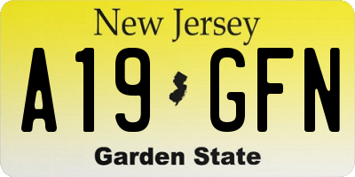 NJ license plate A19GFN