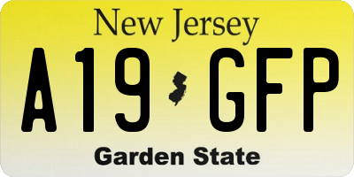 NJ license plate A19GFP