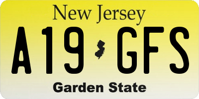 NJ license plate A19GFS