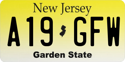 NJ license plate A19GFW