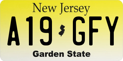 NJ license plate A19GFY
