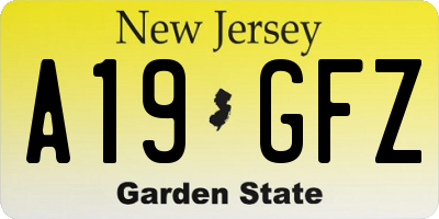 NJ license plate A19GFZ