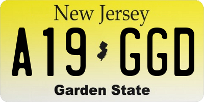NJ license plate A19GGD