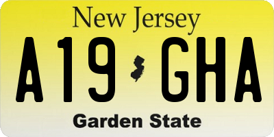 NJ license plate A19GHA