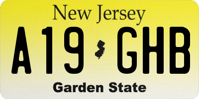 NJ license plate A19GHB