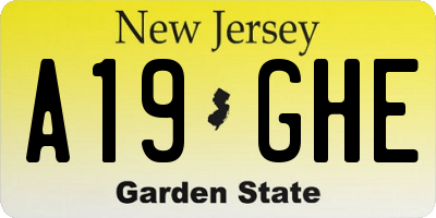 NJ license plate A19GHE