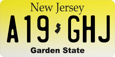 NJ license plate A19GHJ