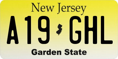 NJ license plate A19GHL