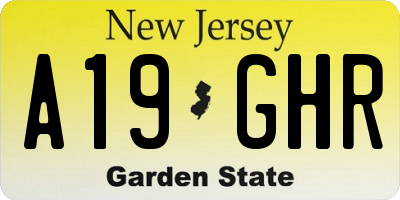 NJ license plate A19GHR