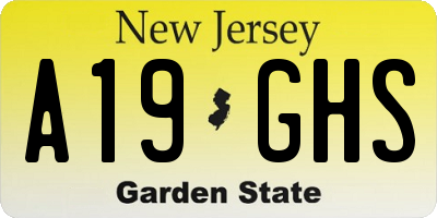 NJ license plate A19GHS