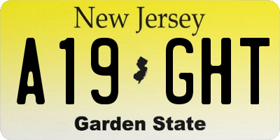 NJ license plate A19GHT
