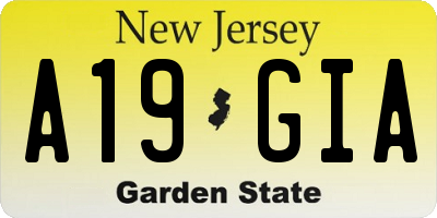 NJ license plate A19GIA